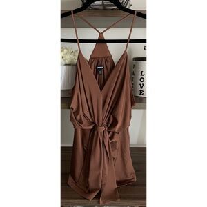 Gorgeous Express Brown Tie-front blouse, Size Small